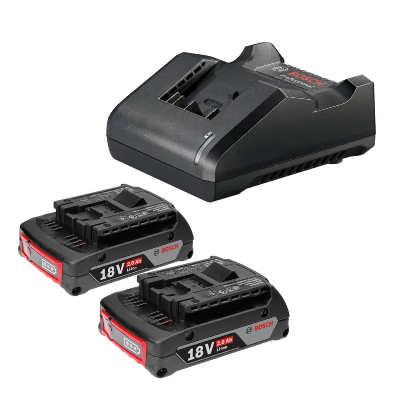 STARTER KIT 2 BATERíAS ION DE LITIO 18V 2.0 AH + CARGADOR BOSCH 1600.A02.RN1000