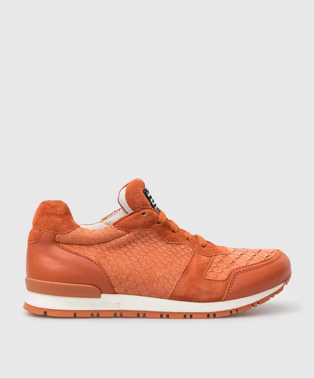 Stefano Ricci Kid's Orange Python Sneakers