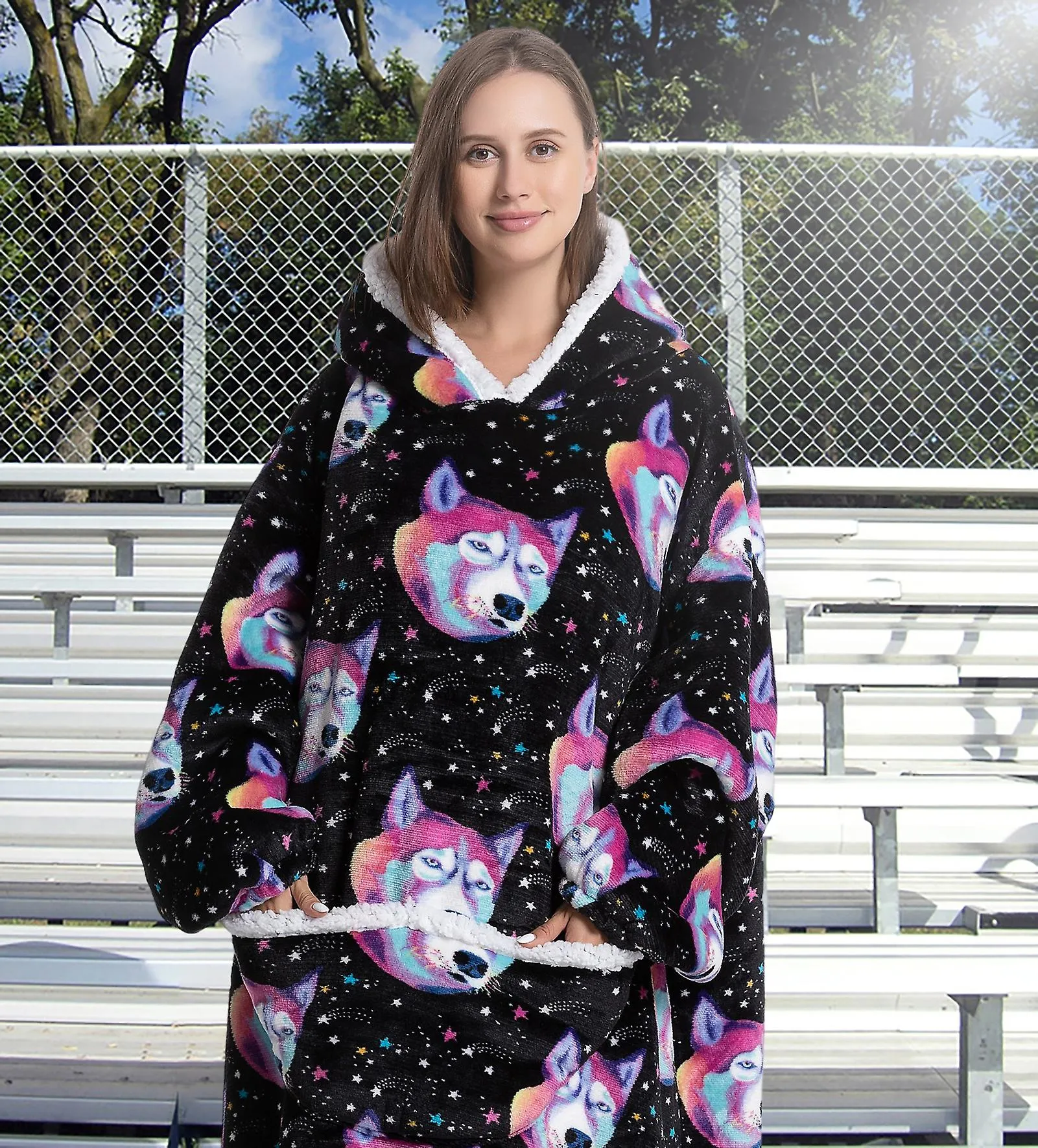 Sudadera con capucha de gran tamaño sudadera portátil vellón grueso con capucha grande para adultos