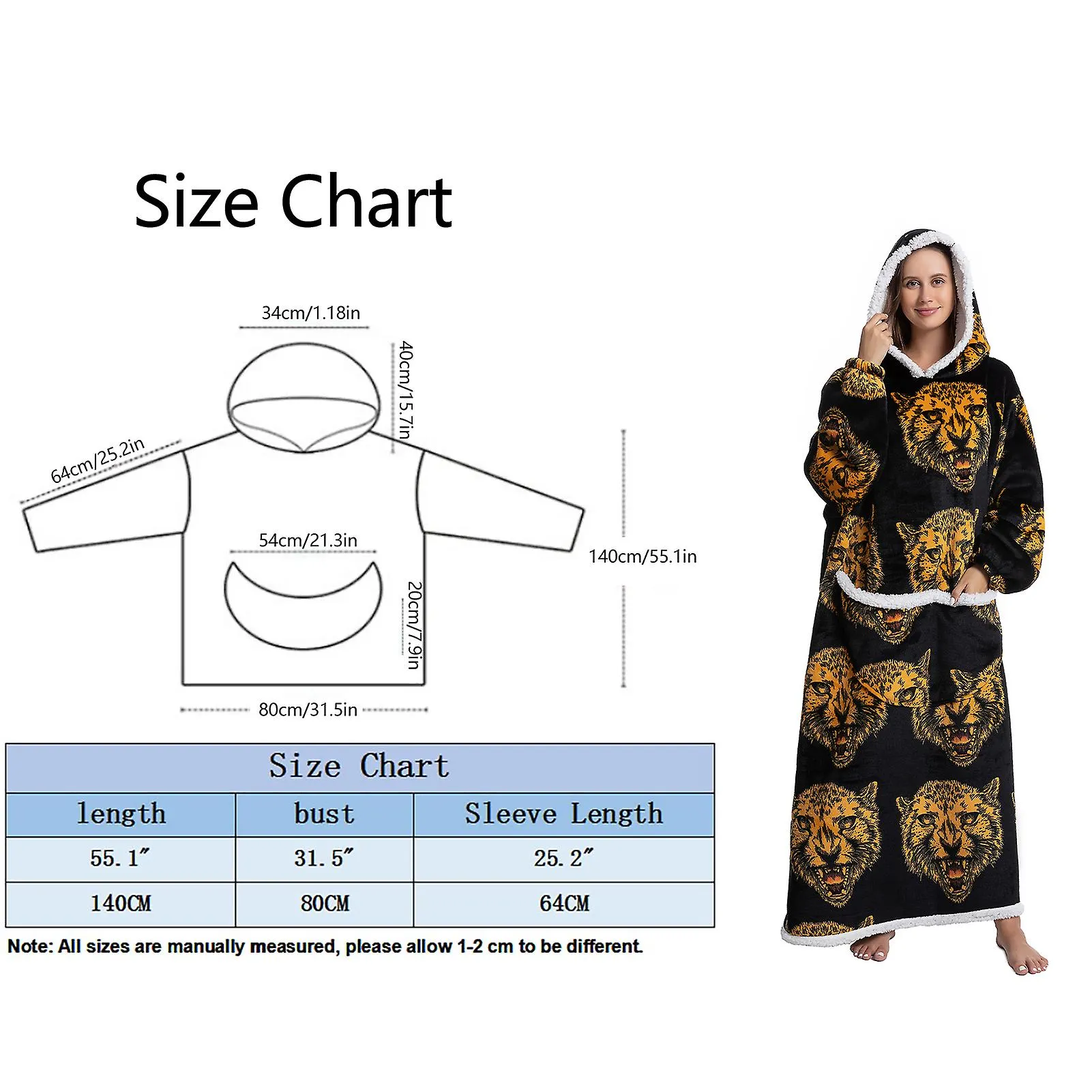 Sudadera con capucha de gran tamaño sudadera portátil vellón grueso con capucha grande para adultos