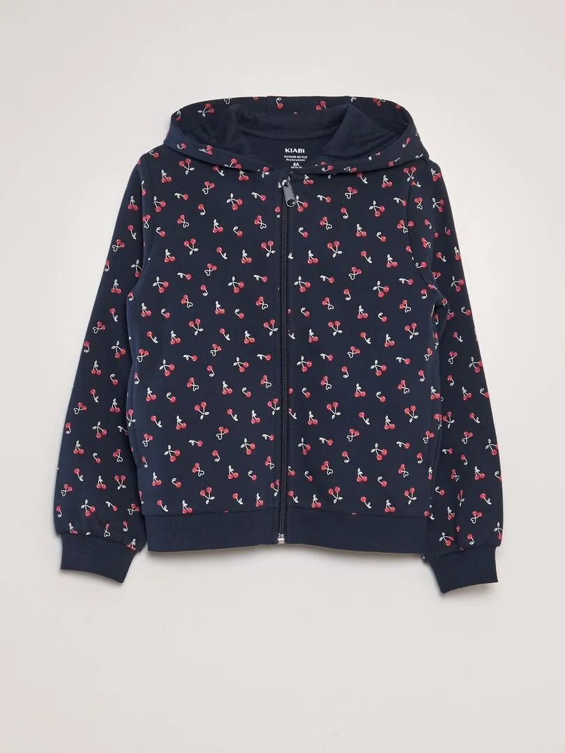 SUDADERA CON CAPUCHA ESTAMPADA  AZUL