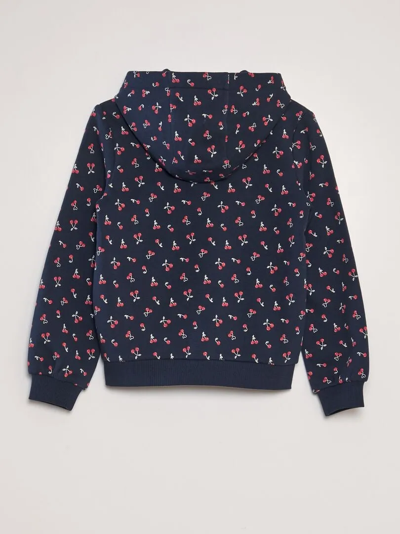 SUDADERA CON CAPUCHA ESTAMPADA  AZUL