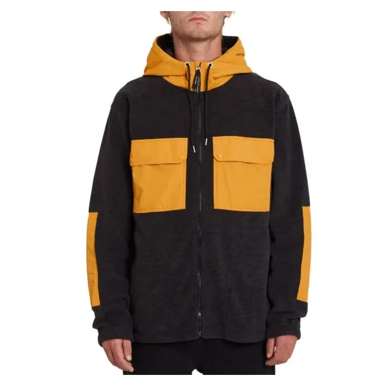 Sudadera con capucha y cremallera para hombre Volcom Yzzolater Lined (negro)