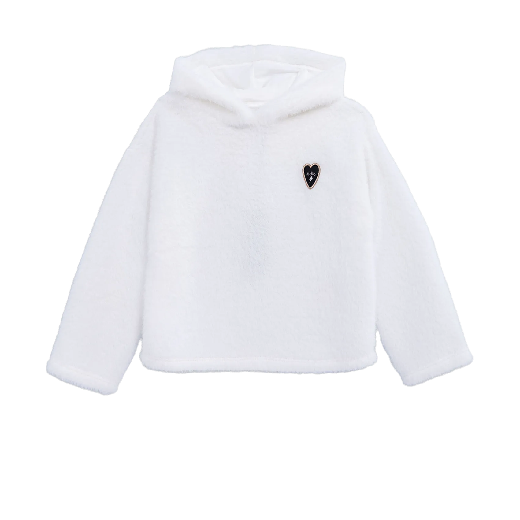 Sudadera cruda con capucha de punto en blanco