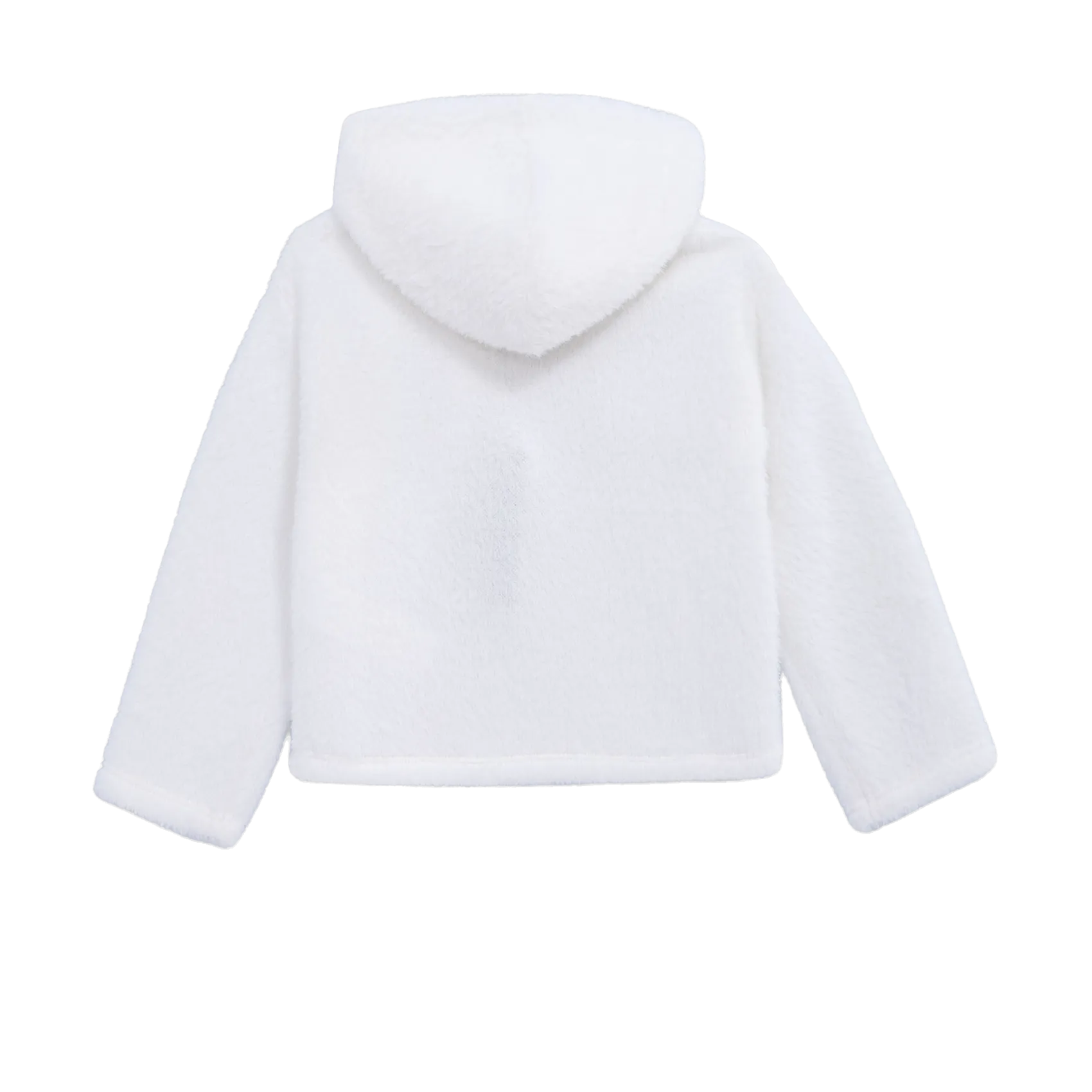 Sudadera cruda con capucha de punto en blanco
