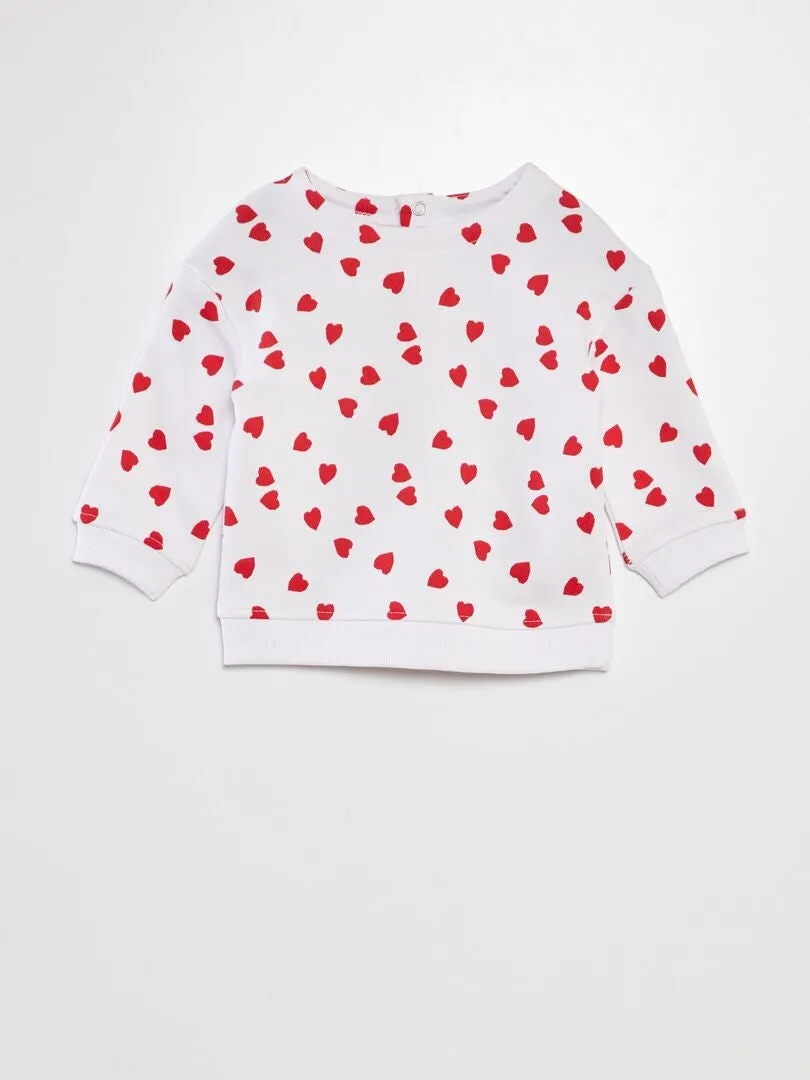 SUDADERA DE CHáNDAL CON ESTAMPADO DE CORAZONES  BLANCO