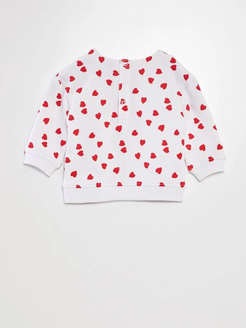 SUDADERA DE CHáNDAL CON ESTAMPADO DE CORAZONES  BLANCO