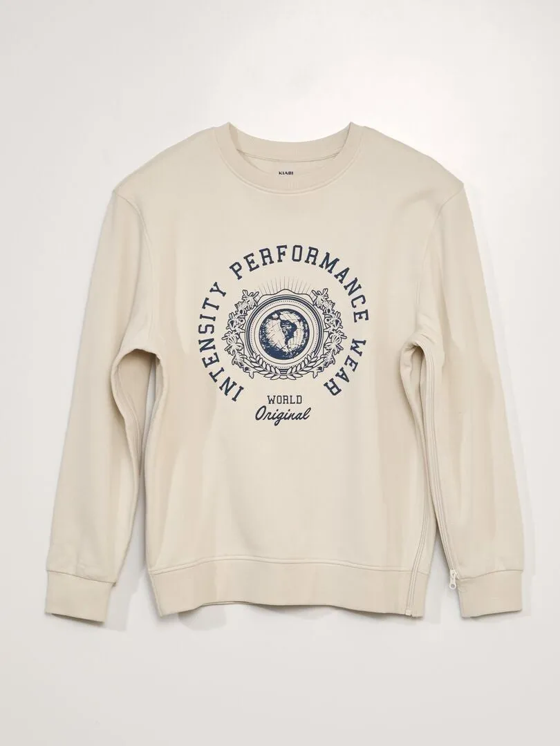 SUDADERA DE CHáNDAL CON ESTAMPADO  SO EASY  BEIGE