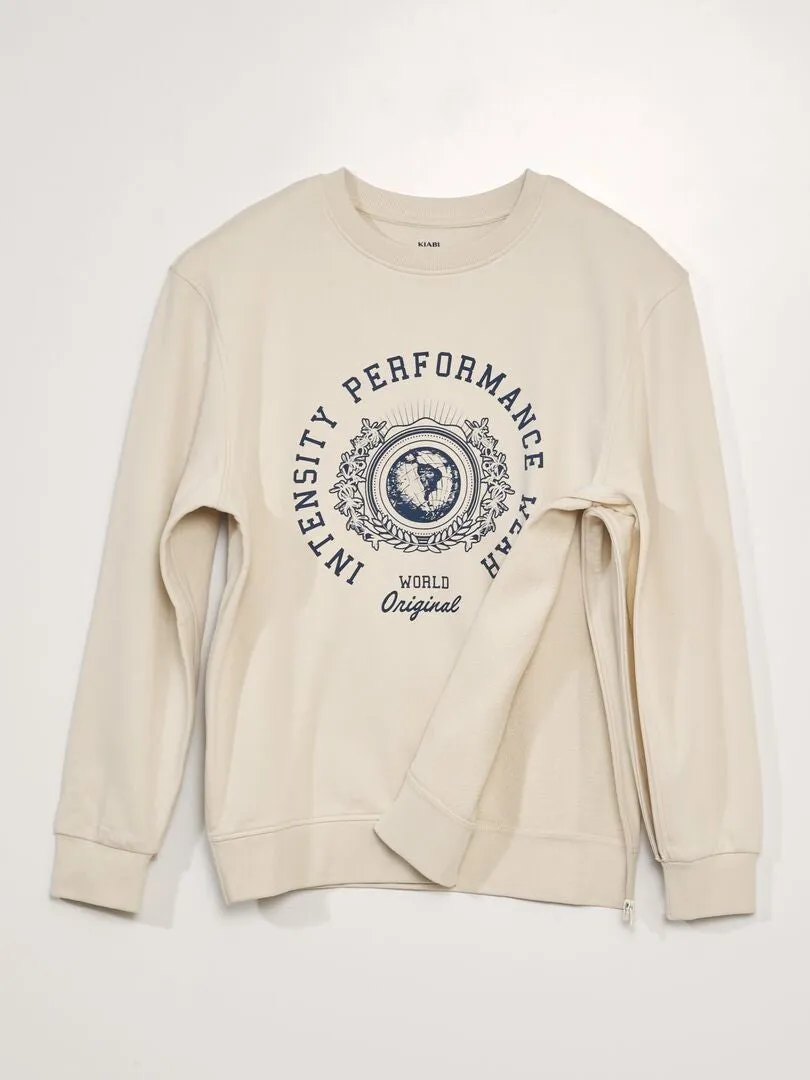 SUDADERA DE CHáNDAL CON ESTAMPADO  SO EASY  BEIGE