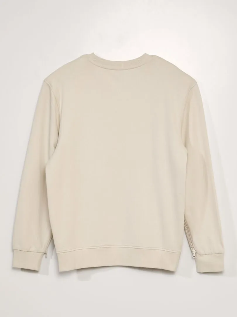 SUDADERA DE CHáNDAL CON ESTAMPADO  SO EASY  BEIGE