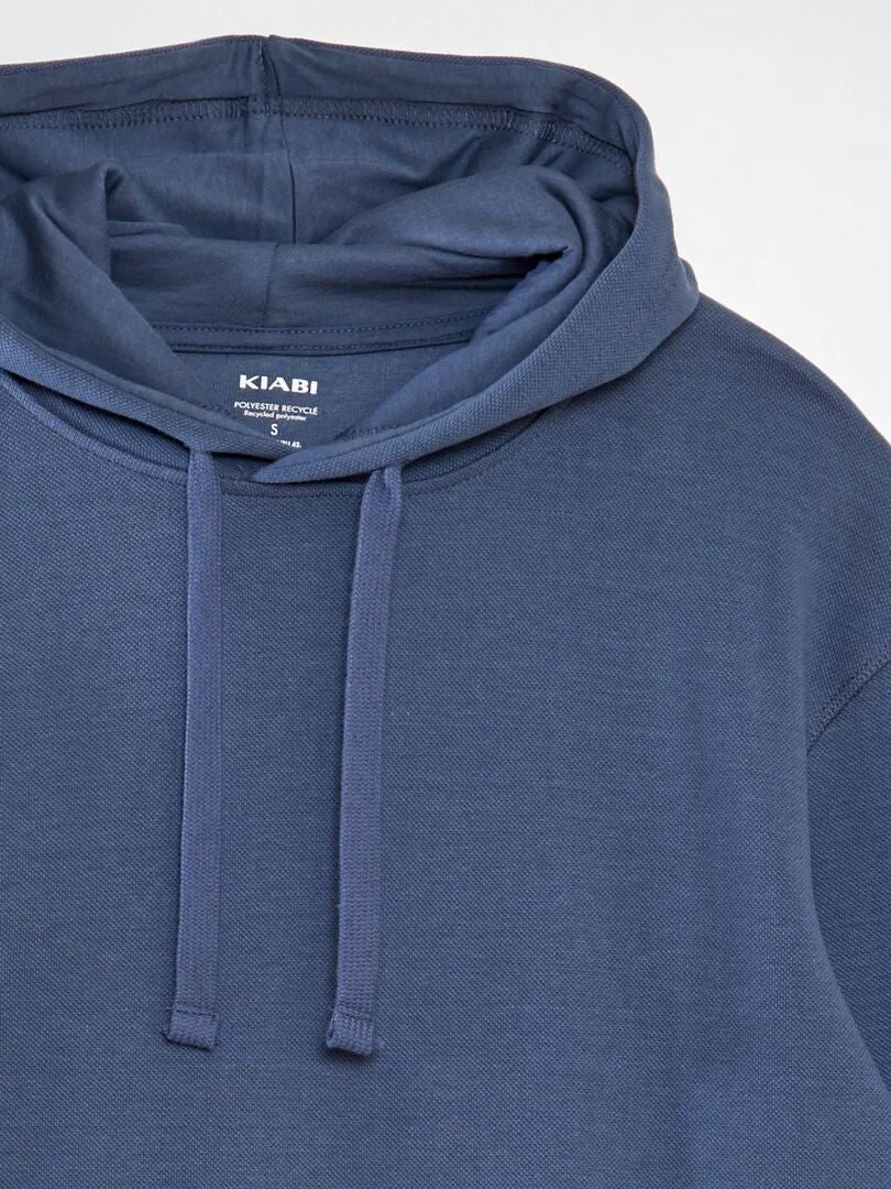 SUDADERA DE PUNTO DE PIQUé CON CAPUCHA  AZUL