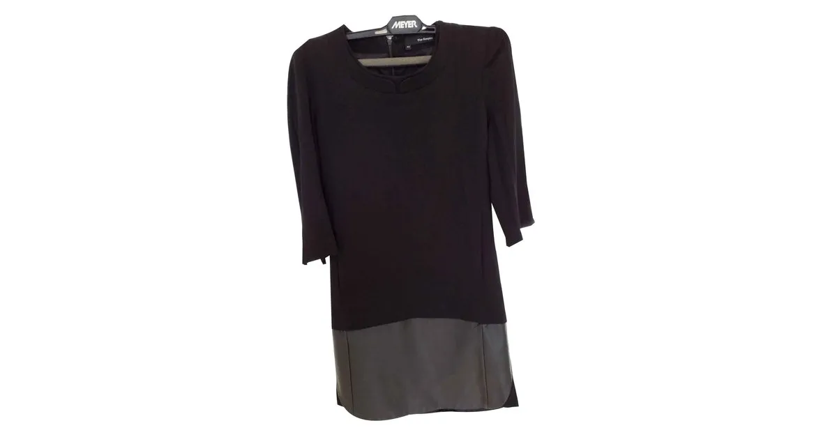 The Kooples Hermoso vestido de material bi cuero y viscosa. Negro 