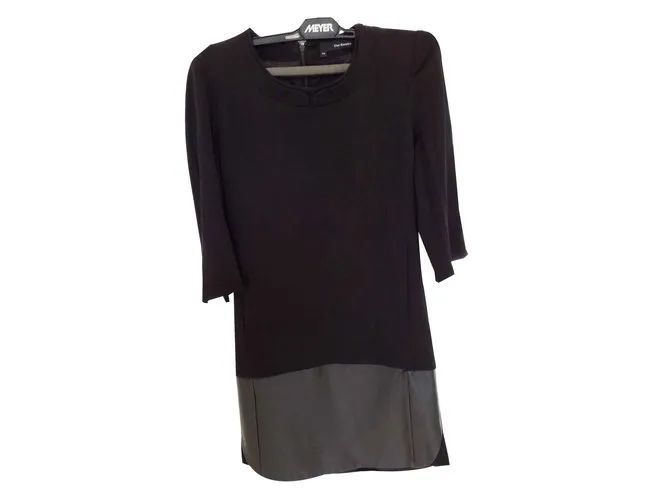 The Kooples Hermoso vestido de material bi cuero y viscosa. Negro 