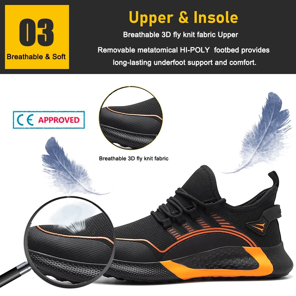 TM3057 Antideslizante cómodo EVA suela hombres zapatos de seguridad con punta de acero deporte