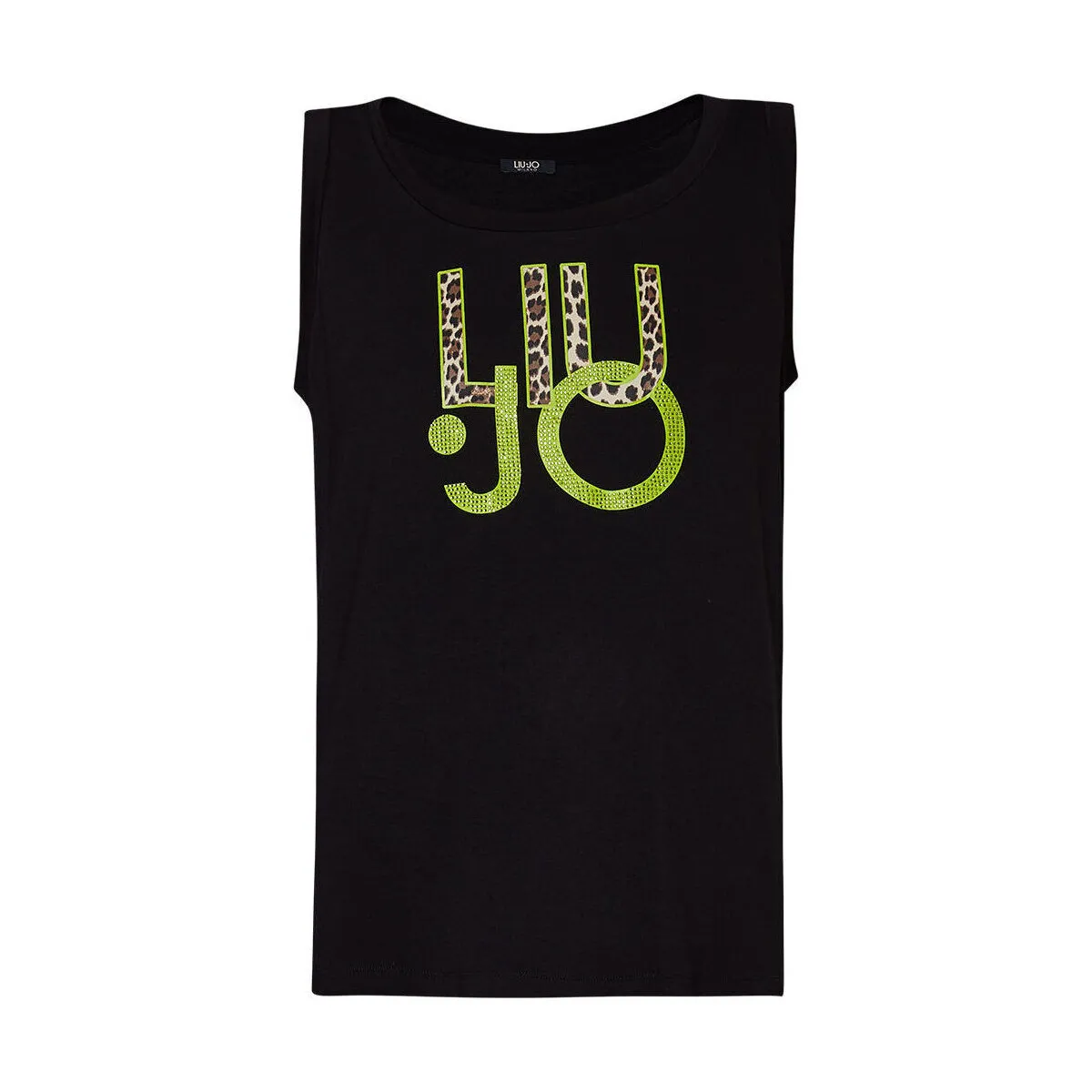 Top con logotipo con estampado animal y strass