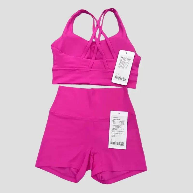 Top Women Dos piezas Conjuntos de yoga Sport Sport Sport Fitness Fitness Top Top Wailed Tallado Tallado Biker Gym Shorts Traídos
