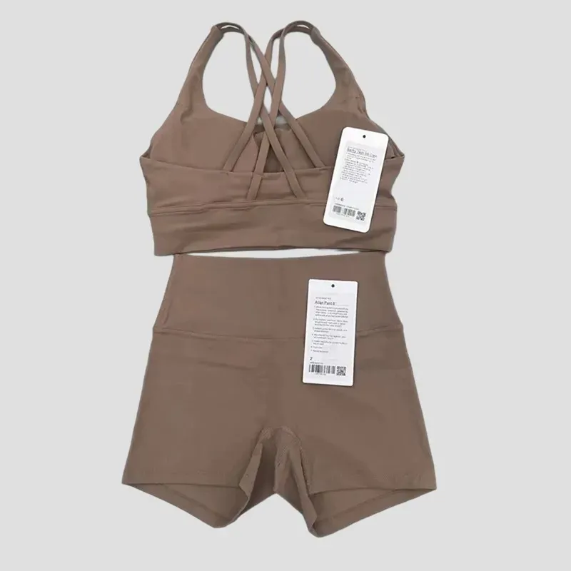 Top Women Dos piezas Conjuntos de yoga Sport Sport Sport Fitness Fitness Top Top Wailed Tallado Tallado Biker Gym Shorts Traídos