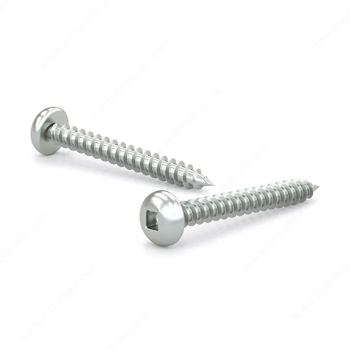 Tornillo metálico zincado, cabeza redonda, ranura cuadrada, hilo autorroscante, punta tipo A