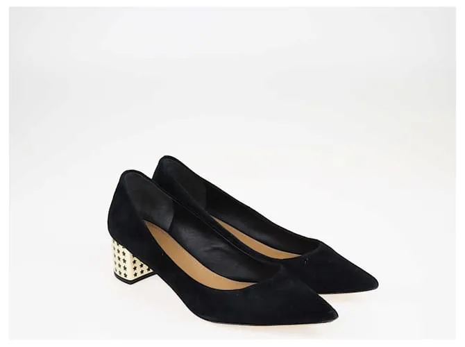 Tory Burch Tacones de Bloque Negros Olimpia con Punta Puntiaguda 