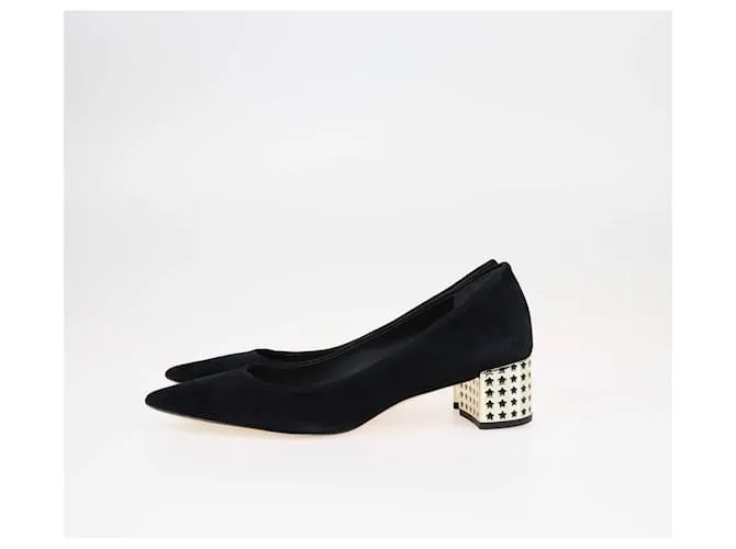 Tory Burch Tacones de Bloque Negros Olimpia con Punta Puntiaguda 