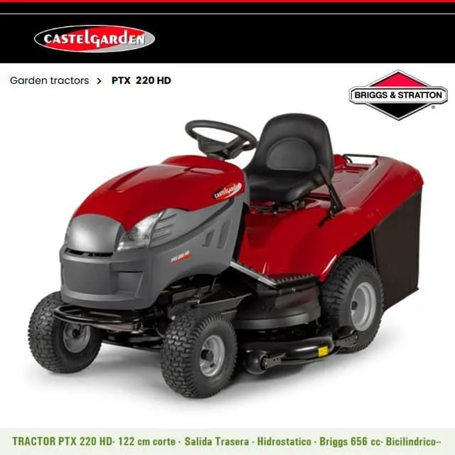 Tractor Cortacésped CASTELGARDEN PTX220HD Hidrostático Bicilíndrico 18HP Motor Briggs&Stratton 656cc (CASTEL 
