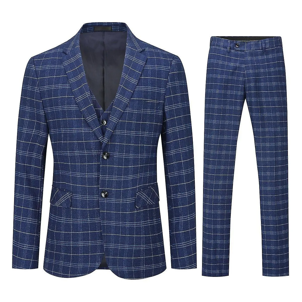 Traje de hombre Traje de negocios de 3 piezas Slim Checked Blazerpantsvest para boda