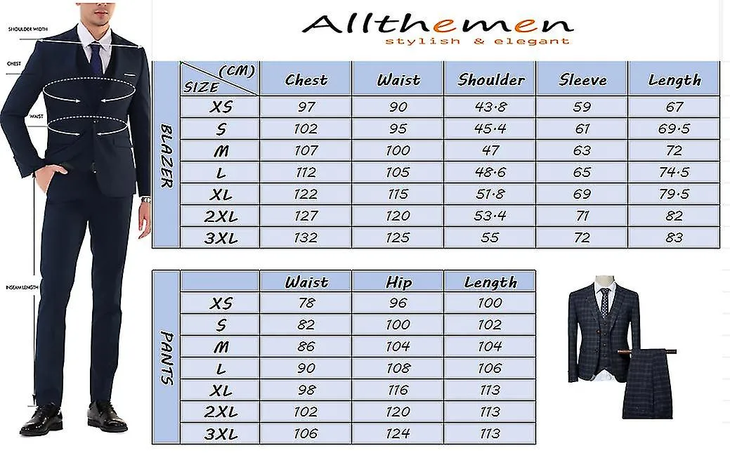 Traje de hombre Traje de negocios de 3 piezas Slim Checked Blazerpantsvest para boda