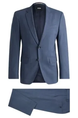 Traje slim fit de paño elástico con estampado
