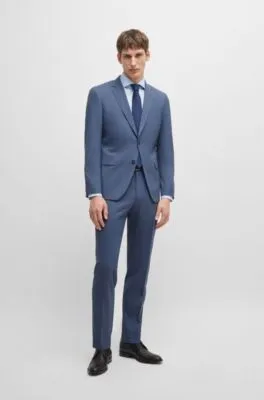 Traje slim fit de paño elástico con estampado