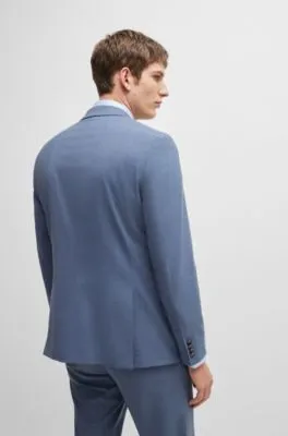Traje slim fit de paño elástico con estampado
