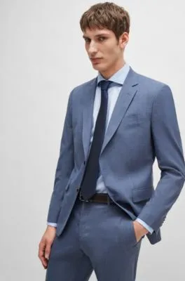 Traje slim fit de paño elástico con estampado