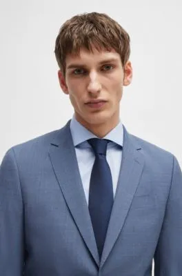 Traje slim fit de paño elástico con estampado