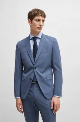 Traje slim fit de paño elástico con estampado
