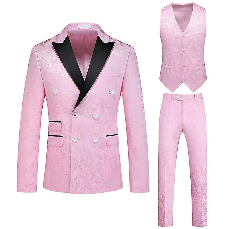 Traje Slim Fit para Hombre Blazer de 3 Piezas Dos Botones Conjuntos de Atuendos de Fiesta de Bodas de Negocios