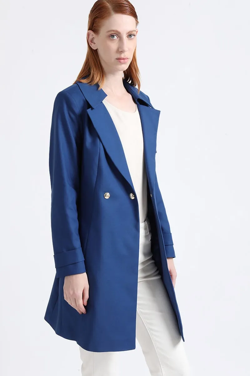 TRENCH CON CINTURON, AZUL
