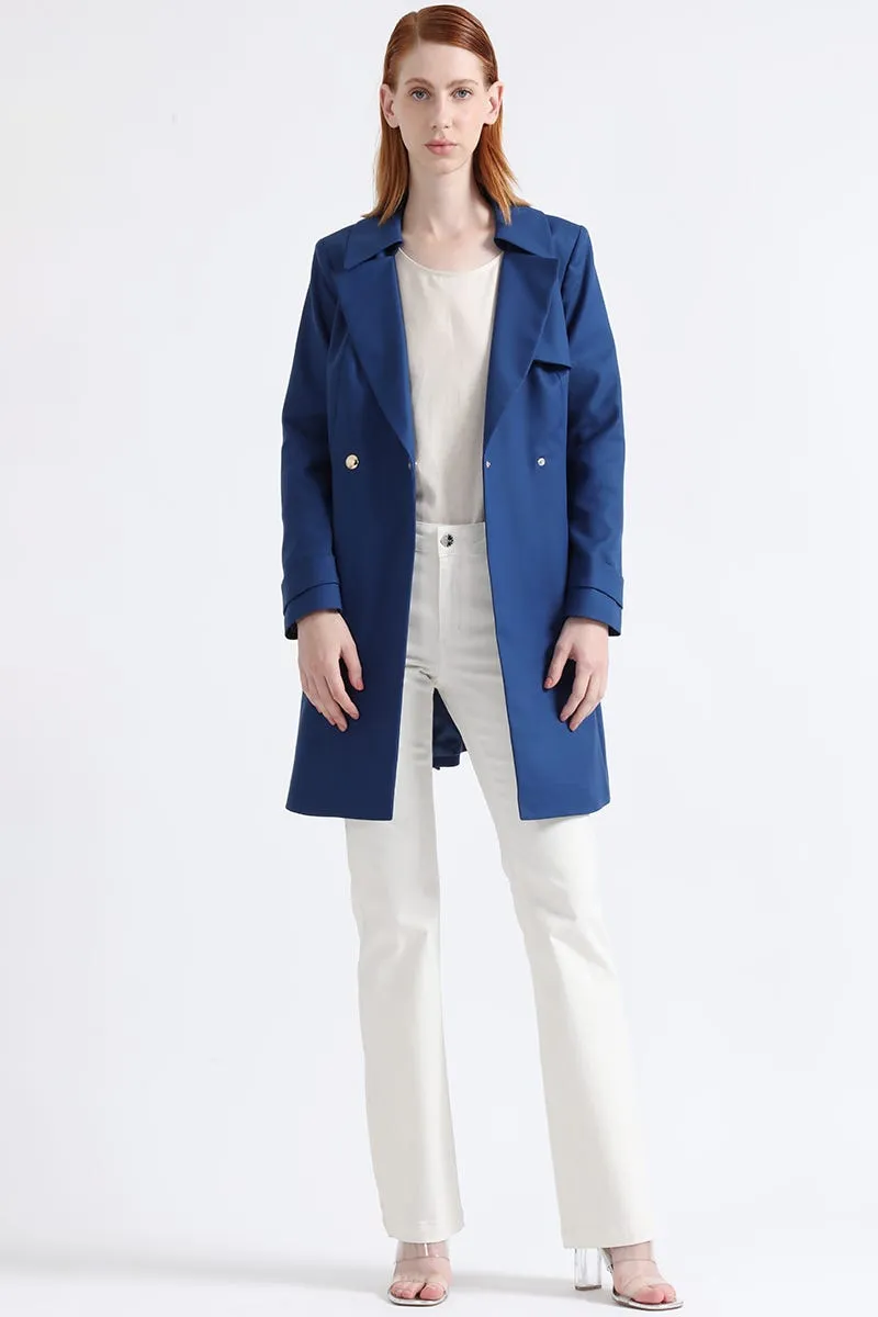 TRENCH CON CINTURON, AZUL
