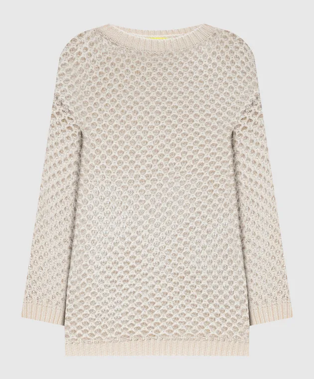 Twinset Actitude Beige openwork sweater with wool and lurex