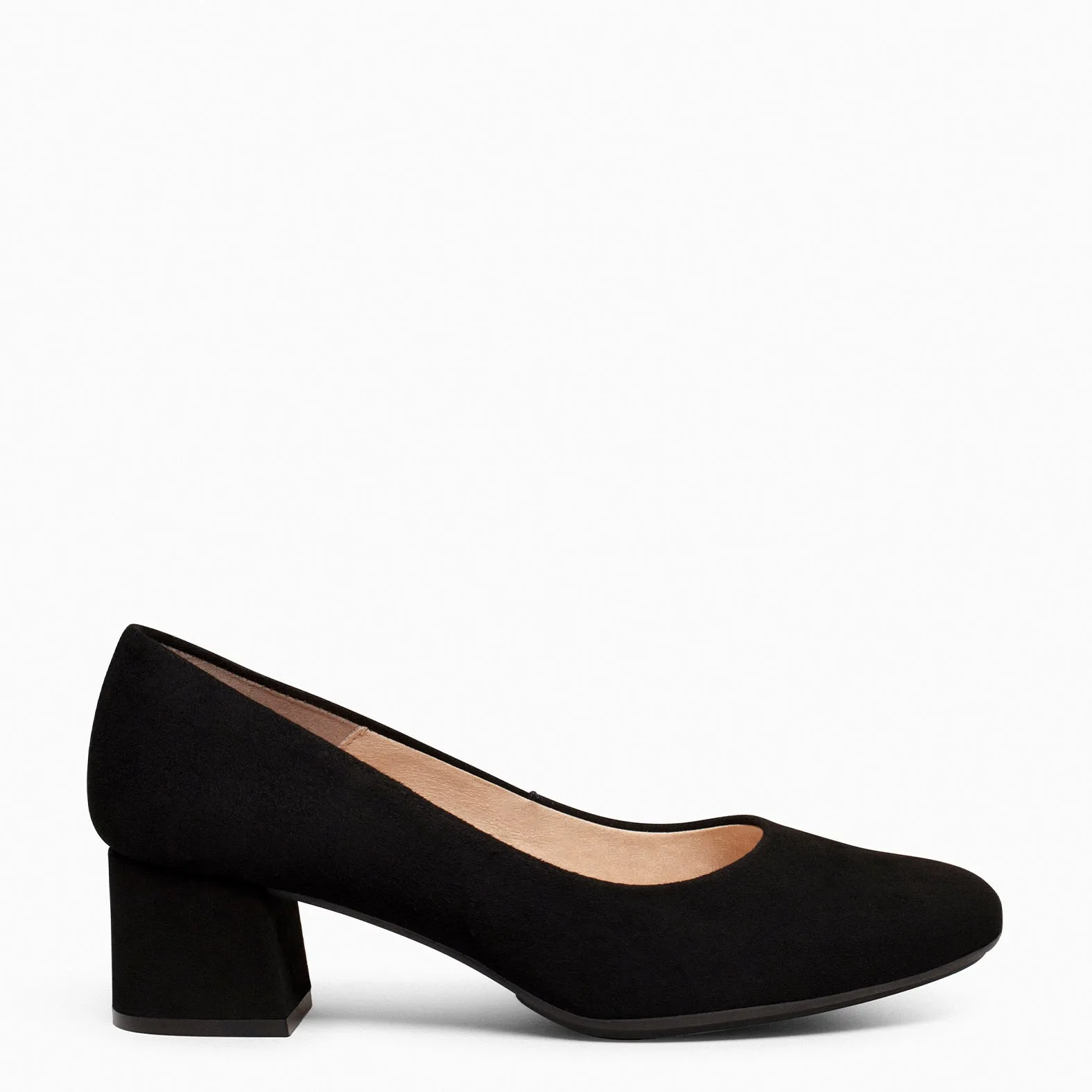 URBAN REDONDO – Zapatos de tacón bajo de ante NEGRO