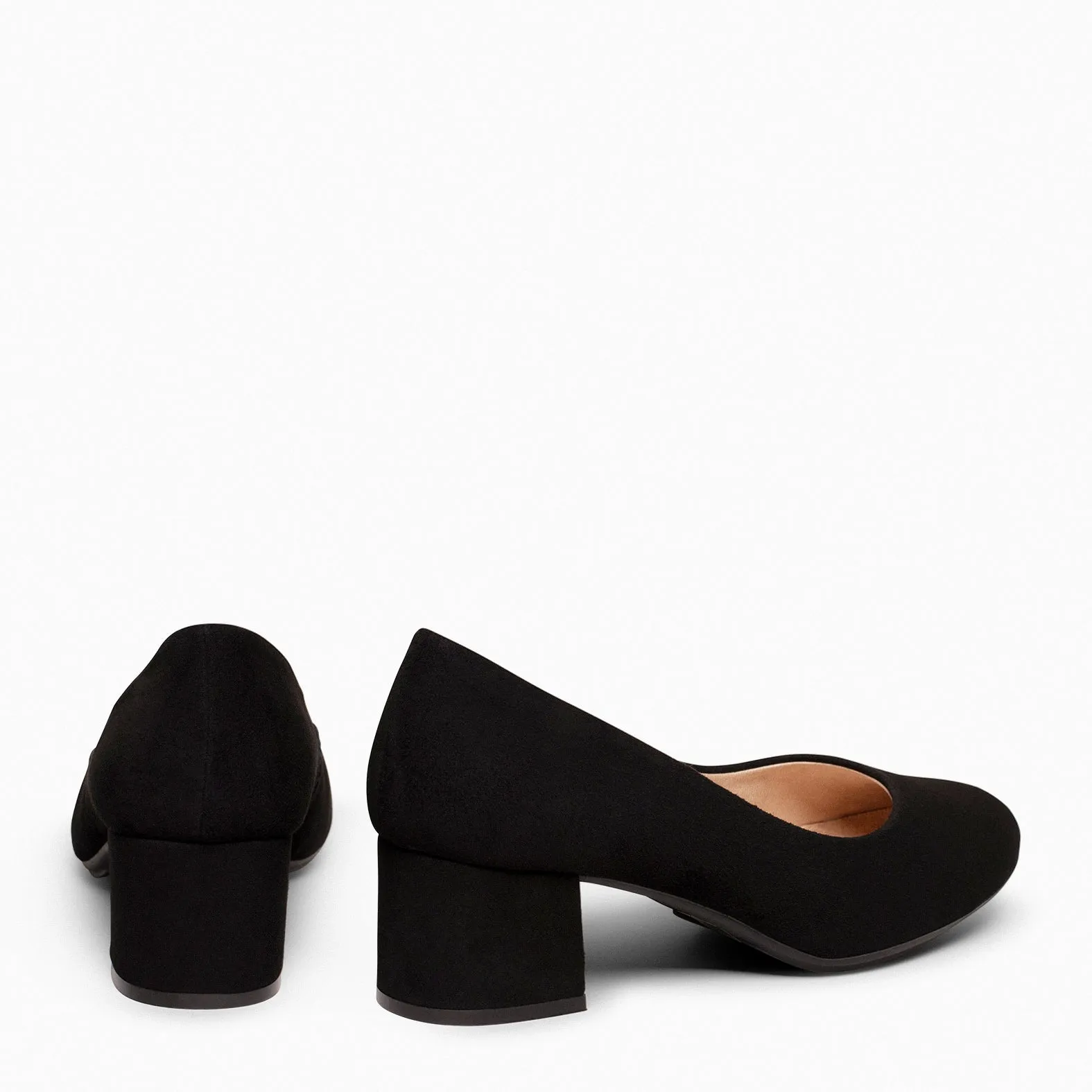 URBAN REDONDO – Zapatos de tacón bajo de ante NEGRO
