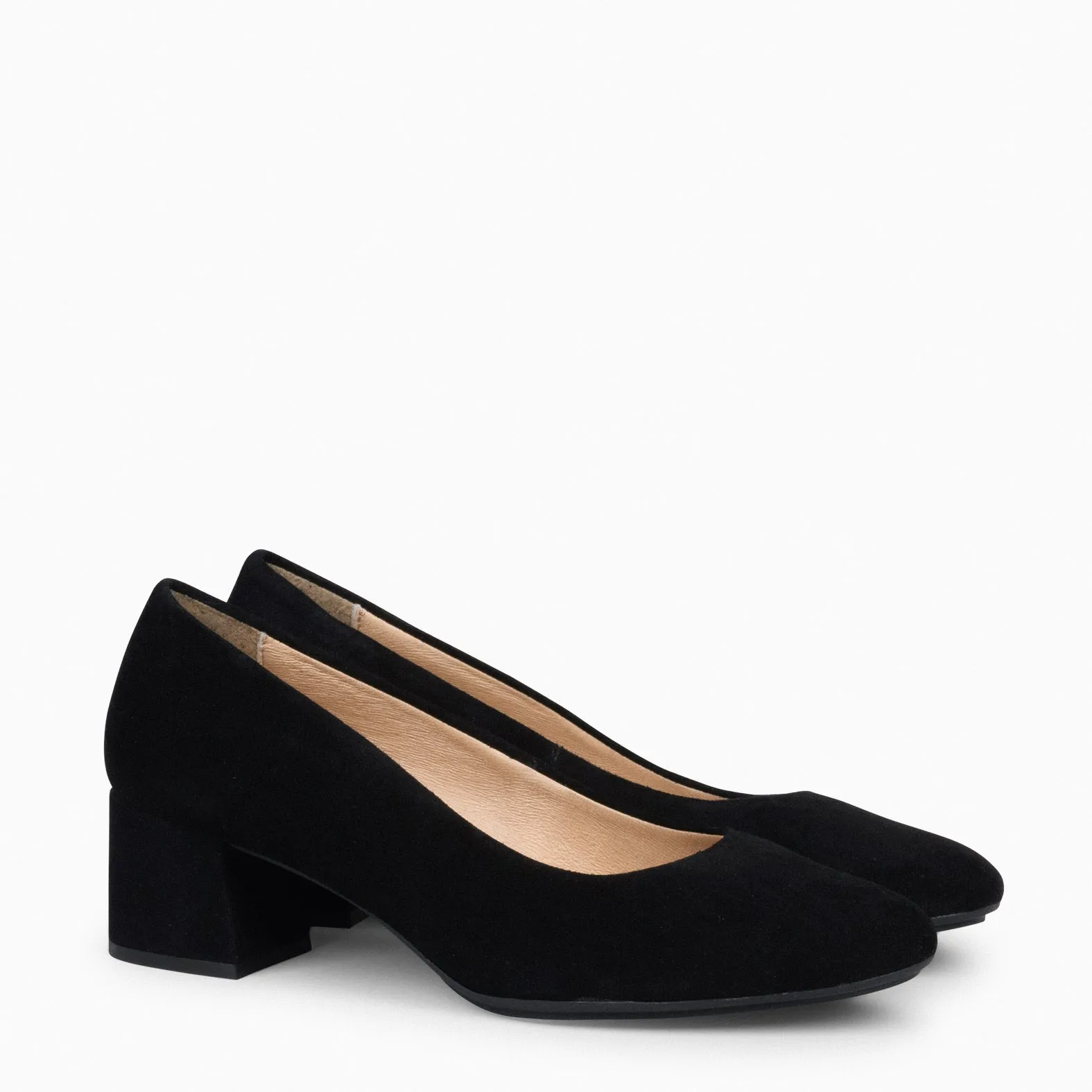 URBAN REDONDO – Zapatos de tacón bajo de ante NEGRO