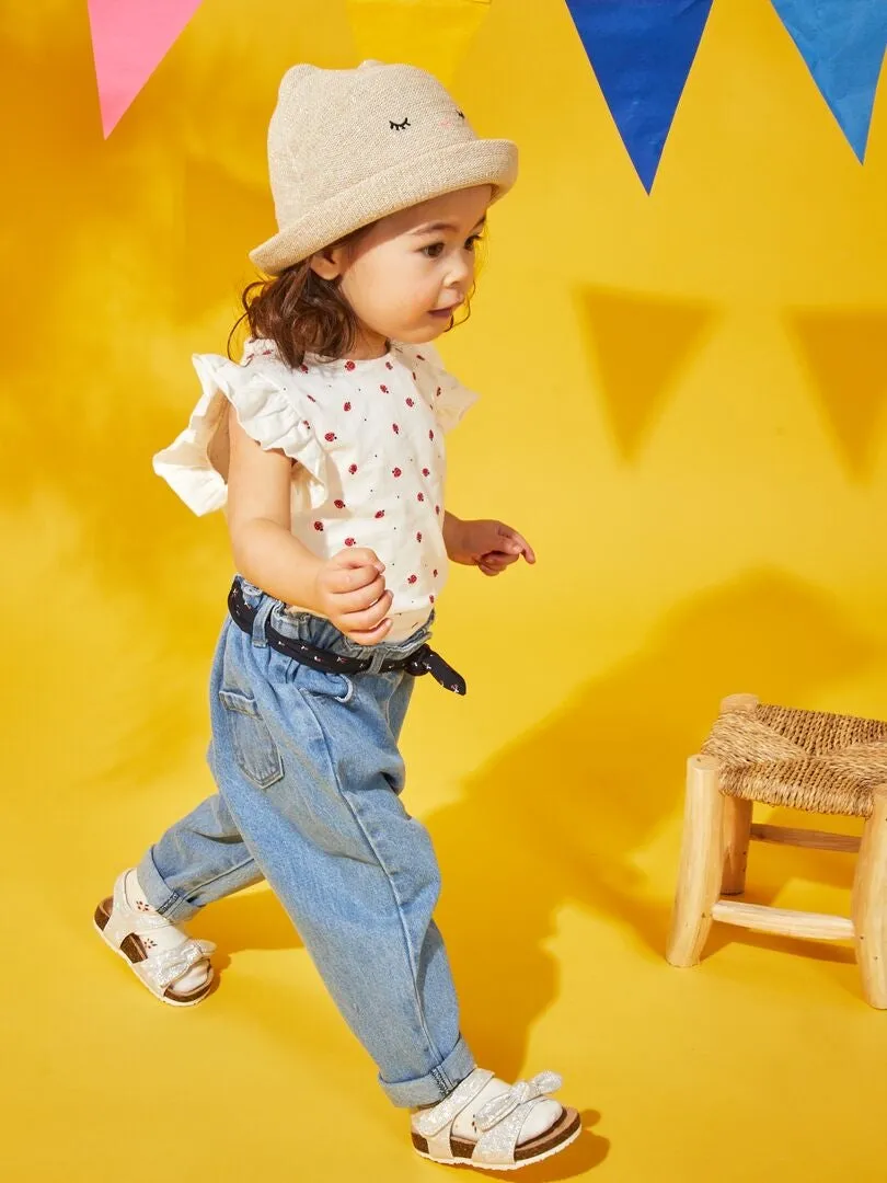 VAQUERO PAPER BAG CON CINTURóN DE TELA  AZUL