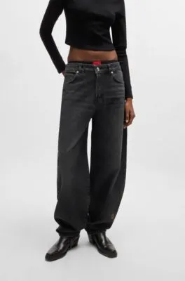 Vaqueros relaxed fit de denim rígido gris