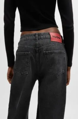 Vaqueros relaxed fit de denim rígido gris