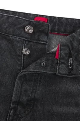 Vaqueros relaxed fit de denim rígido gris