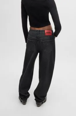 Vaqueros relaxed fit de denim rígido gris