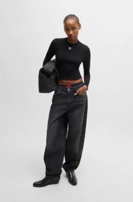 Vaqueros relaxed fit de denim rígido gris