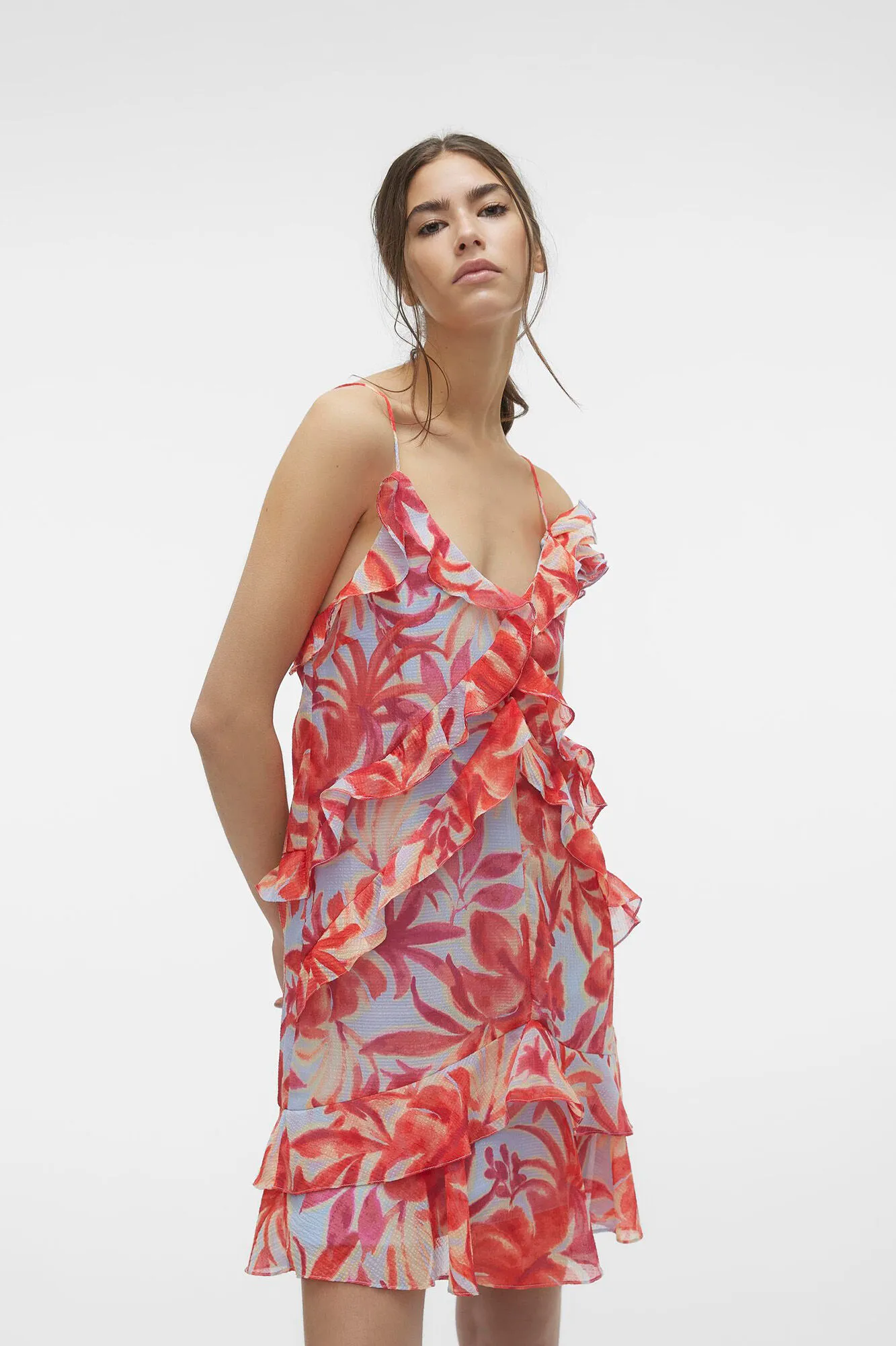 Vero Moda Vestido corto de volantes