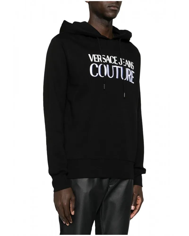 VERSACE JEANS COUTURE   SUDADERA CON CAPUCHA Y LOGO BORDADO COLOR NEGRO