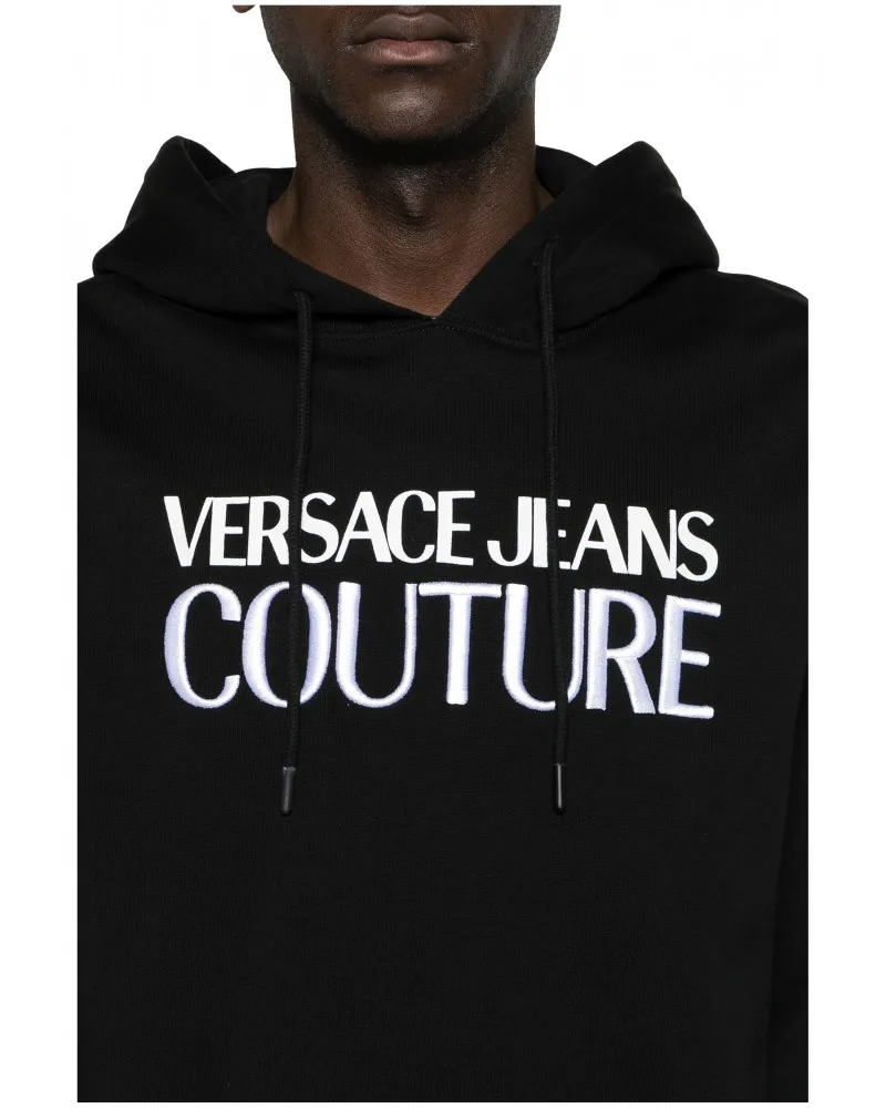 VERSACE JEANS COUTURE   SUDADERA CON CAPUCHA Y LOGO BORDADO COLOR NEGRO