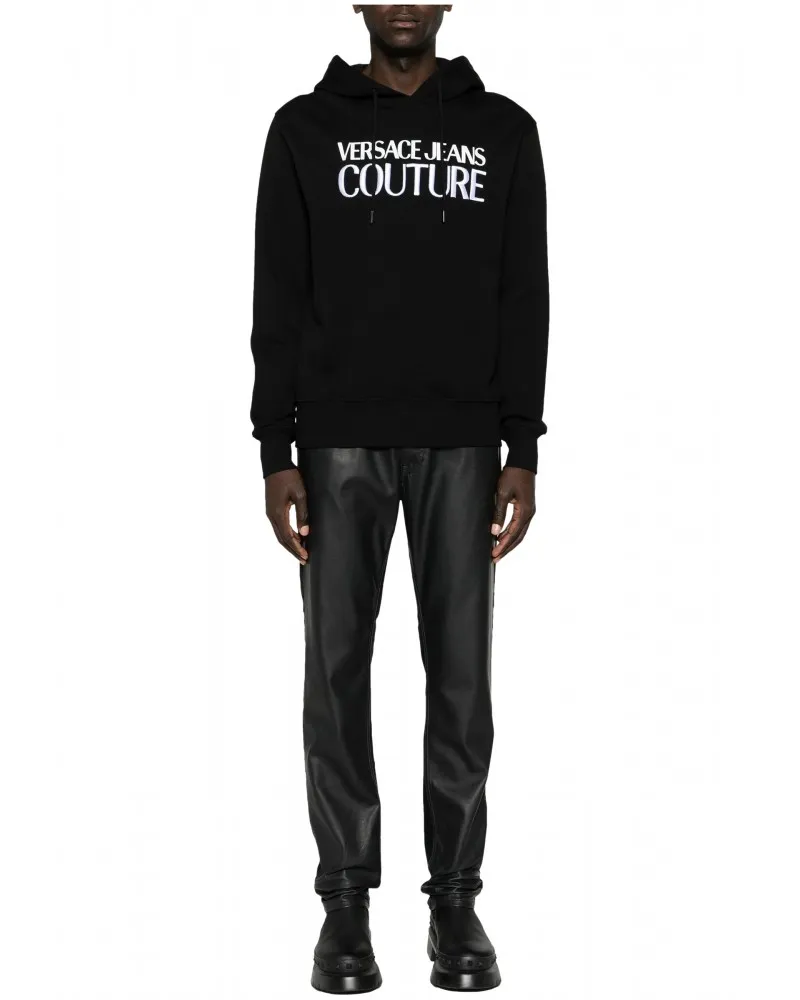 VERSACE JEANS COUTURE   SUDADERA CON CAPUCHA Y LOGO BORDADO COLOR NEGRO